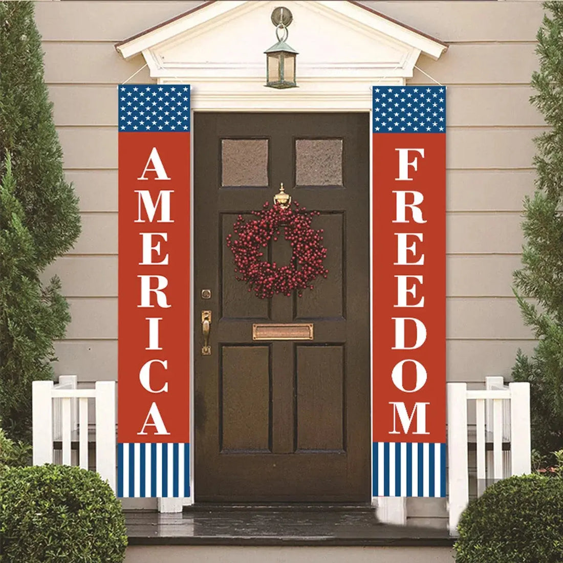 Patriotic Decorations for 4Th of July Decor, Hanging American Flag Banners Stars and Stripes Porch Sign,Patriotic Decor Party Supplies for July Fourth Memorial Day Independence Labor,Red White Blue - Mary’s TT Shop