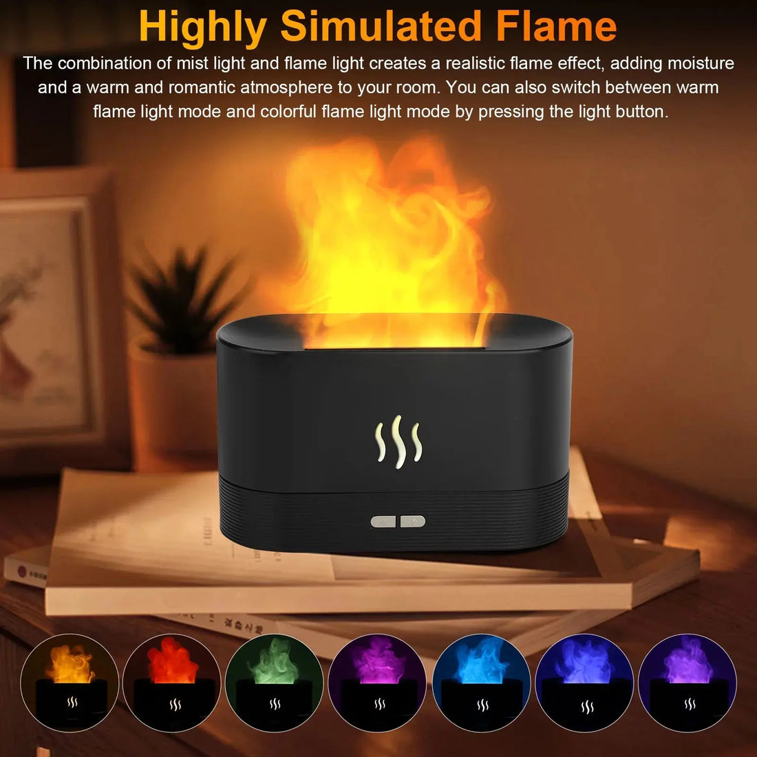 180Ml Flame Air Humidifier Essential Oil Diffuser, 3D USB 7 Color Light Aroma Diffuser for Home, Office, Spa, Gym - Mary’s TT Shop