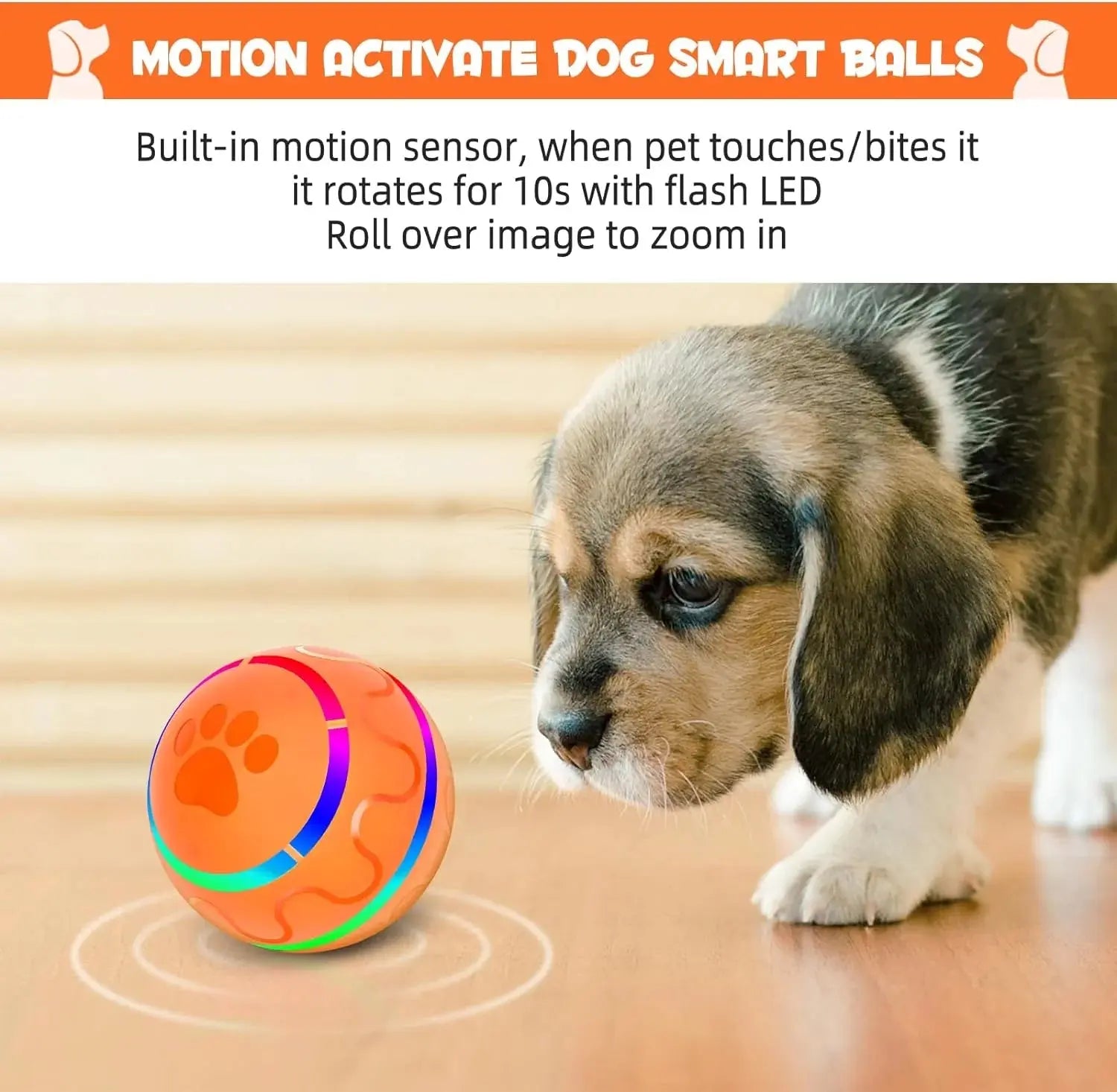 Peppy Pet Ball for Dogs, Interactive Dog Toy Durable Automatic Rolling Ball with Led Flash Lights for Small Medium Dogs Breed, Wicked Ball with Motion Activat Bpa-Free USB Rechargeable - Mary’s TT Shop