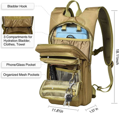 17L Hydration BackpackBackpack Hydration for Hunting Hiking Cycling Climbing Biking Running, Molle Compatible Water Backpack for Adult, Tan - Mary’s TT Shop