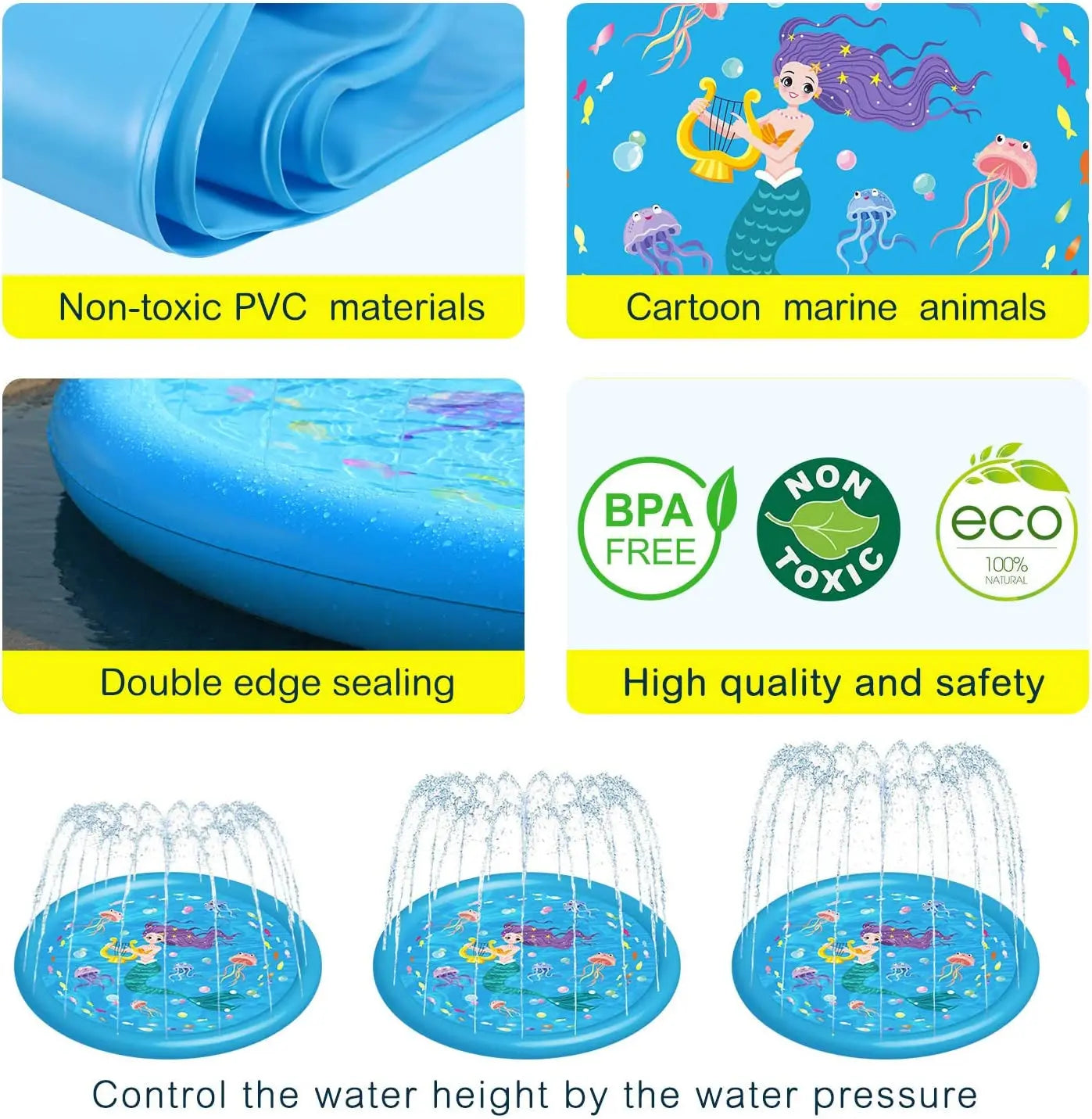 Kids Sprinklers for Outside, Splash Pad for Toddlers &amp; Baby Pool 3-In-1 60&quot; Water Toys Gifts for 1 2 3 4 5 Year Old Boys Girls Splash Play Mat - Mary’s TT Shop