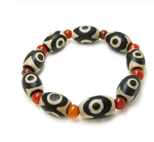 Three-eyed Dzi Bead Red Agate Beads Bracelet Bracelet - Mary’s TT Shop