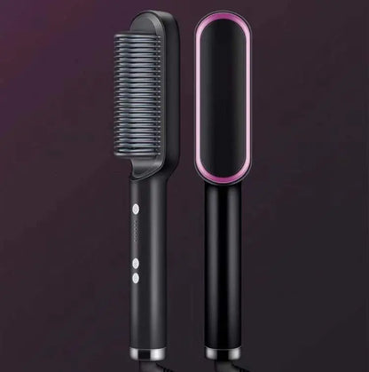 New 2 In 1 Hair Straightener Hot Comb Negative Ion Curling Tong Dual-purpose Electric Hair Brush - Mary’s TT Shop