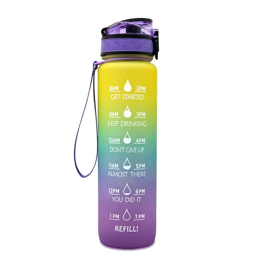 1L Triton Water Bottle With Time Marker Bounce Cover Motivational Water Bottle Cycling Leakproof Cup For Sports Fitness Bottles - Mary’s TT Shop