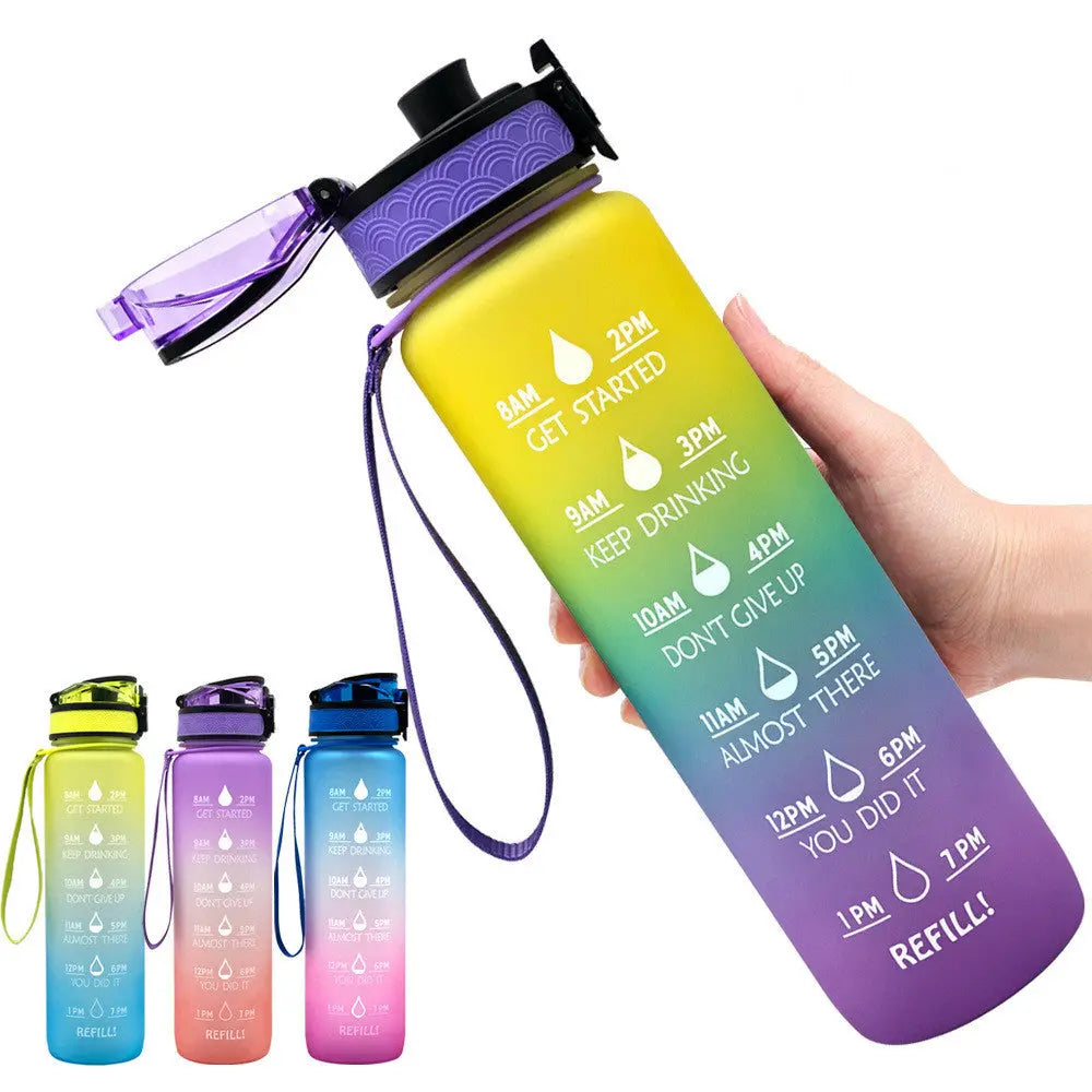 1L Triton Water Bottle With Time Marker Bounce Cover Motivational Water Bottle Cycling Leakproof Cup For Sports Fitness Bottles - Mary’s TT Shop