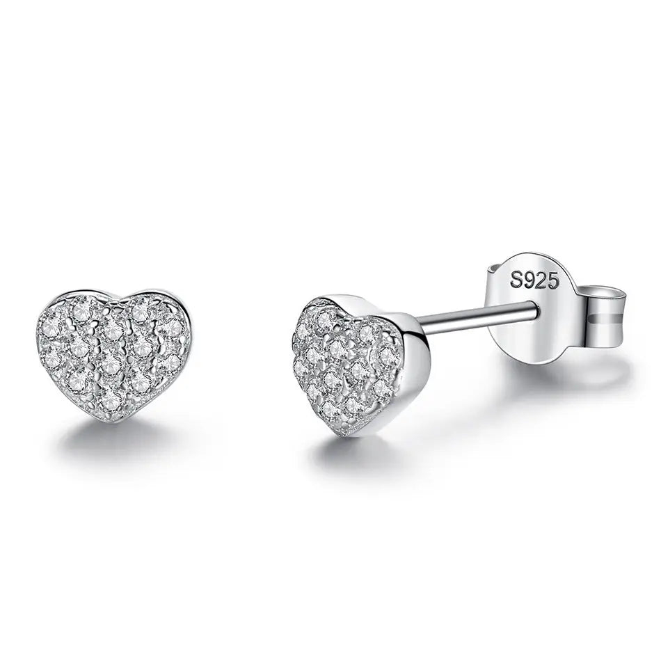 Sterling Silver Heart-Shaped Earrings S925 Sterling Silver Zircon - Mary’s TT Shop