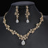 Golden Zircon Jewelry Set Bridal Necklace Earrings Wedding Two-piece Set - Mary’s TT Shop