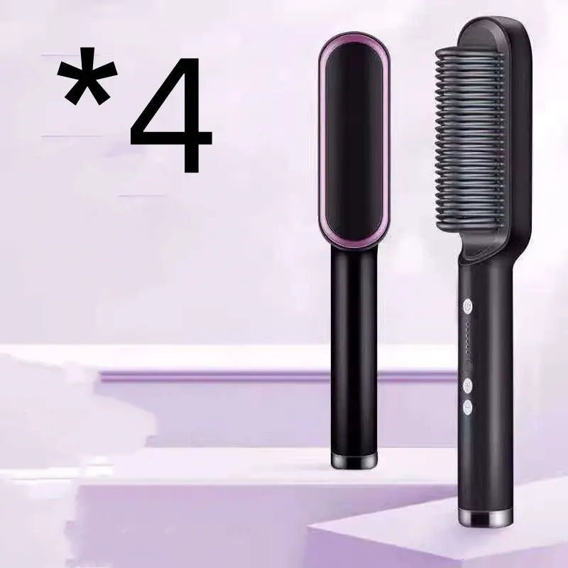 New 2 In 1 Hair Straightener Hot Comb Negative Ion Curling Tong Dual-purpose Electric Hair Brush - Mary’s TT Shop