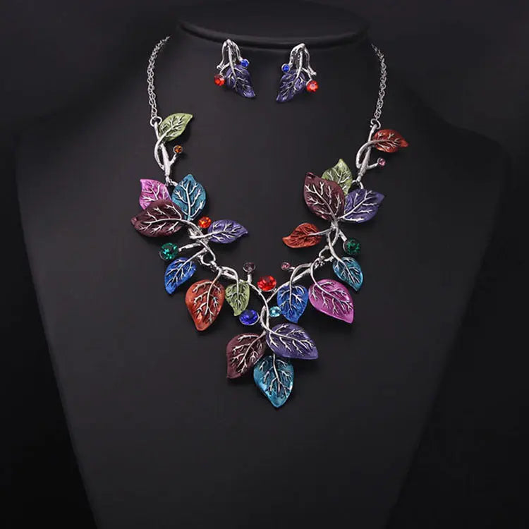 Europe and the United States big jewelry sets, color leaves, short clavicle necklace, bridal dress, female fashion accessories wholesale - Mary’s TT Shop