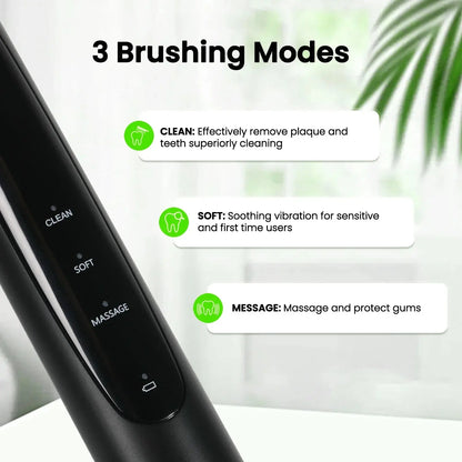 Rotating Black Electric Toothbrush for Adults, Rechargeable Spin Ultrasonic Toothbrush with Charging Base,4 Brush Heads, 3 Modes and 2 Minutes Build in Smart Timer, Black - Mary’s TT Shop