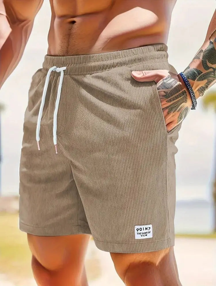 Lace-up Drawstring Shorts Summer Corduroy Sports Short Pants Mens Clothing My Store