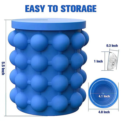 2 in 1 Portable Ice Cube Mold Ice Trays Large Silicone Ice Bucket Ice Cube Maker Round - Mary’s TT Shop