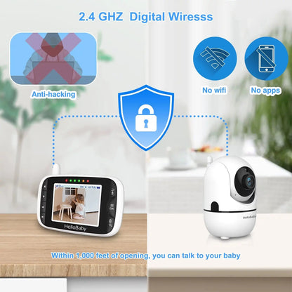 Baby Monitor with Remote Pan-Tilt-Zoom Camera, 3.2 Inch Video Baby Monitor HB65 with Camera and Audio, Night Vision, 2-Way Talk,Temperature Sensor, 960Ft Range - Mary’s TT Shop