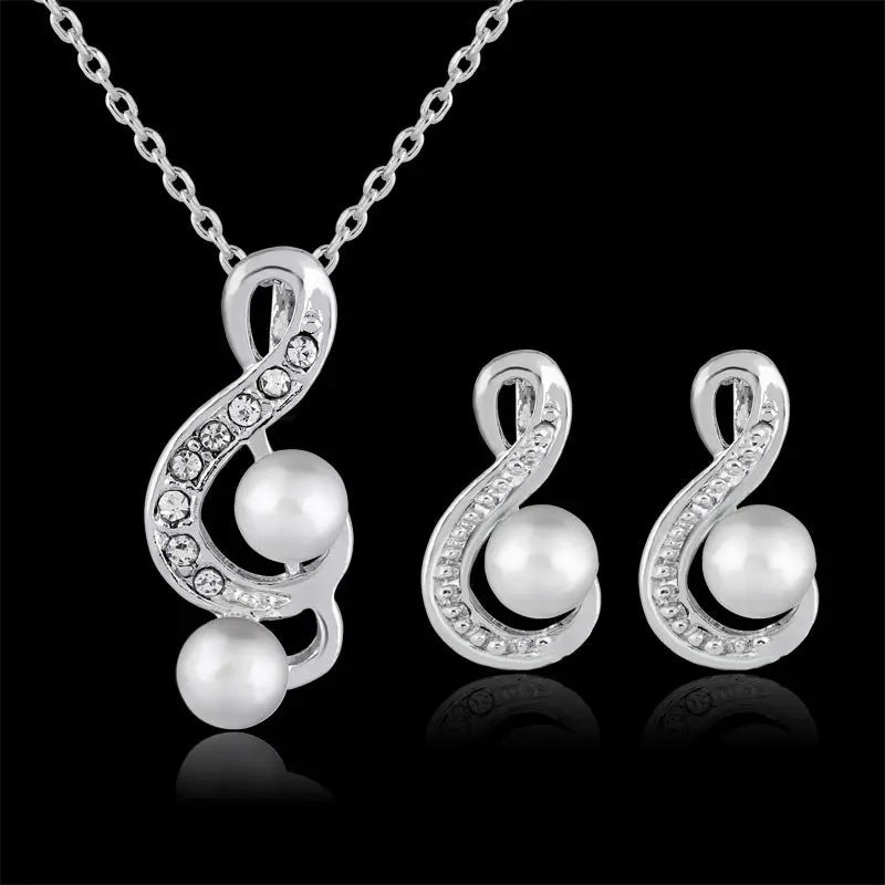 Fashion pearl two sets of simple and elegant bride wedding jewelry set Danbi jewelry - Mary’s TT Shop