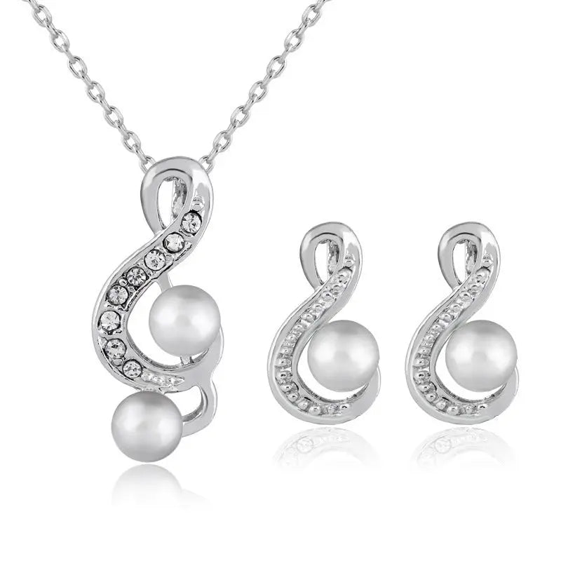 Fashion pearl two sets of simple and elegant bride wedding jewelry set Danbi jewelry - Mary’s TT Shop