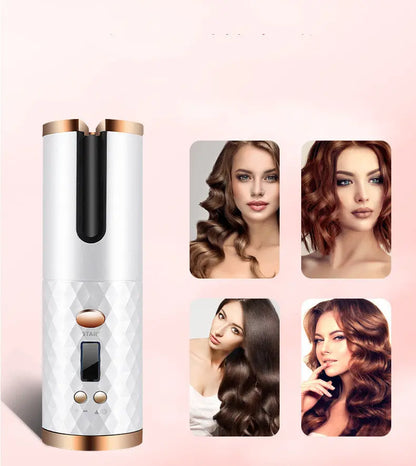 Rechargeable Automatic Hair Curler Women Portable Hair Curling Iron LCD Display Ceramic Curly Rotating Curling Wave Styer - Mary’s TT Shop