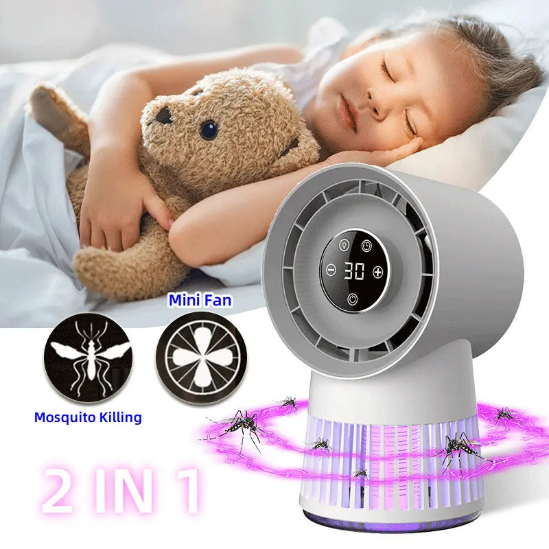 Electric Mosquito Killer Night Lamp Creative 2-in-1 Mosquito Killing Mini Desk Fan Electric Mosquito Killer USB Rechargeable Fan Night Lamp Home And Outdoor Supplies - Mary’s TT Shop