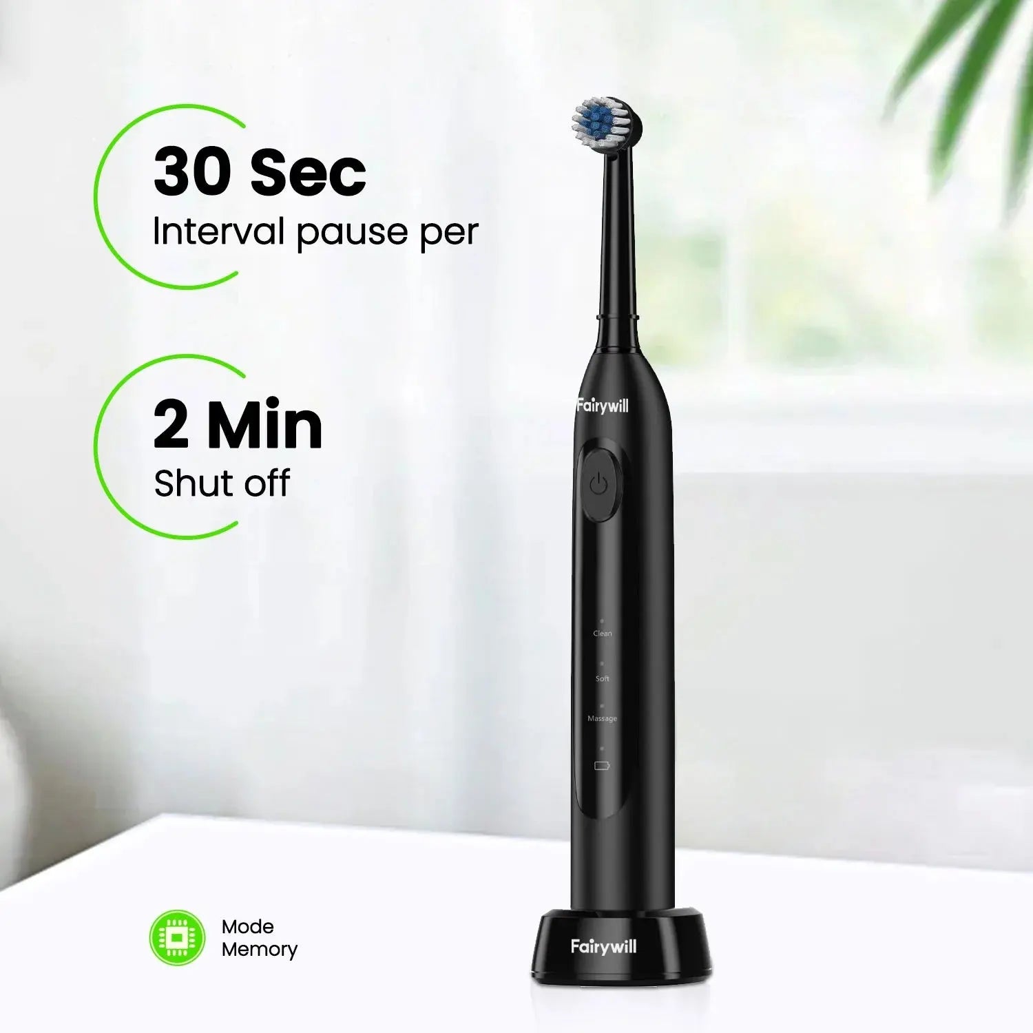 Rotating Black Electric Toothbrush for Adults, Rechargeable Spin Ultrasonic Toothbrush with Charging Base,4 Brush Heads, 3 Modes and 2 Minutes Build in Smart Timer, Black - Mary’s TT Shop