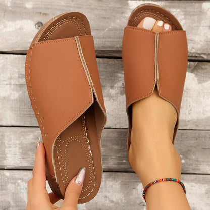 Fashion Solid Wedges Women Sandals Summer Casual Peep-toe Slippers Outdoor Thick Sole Heightening Slides Shoes Women - Mary’s TT Shop