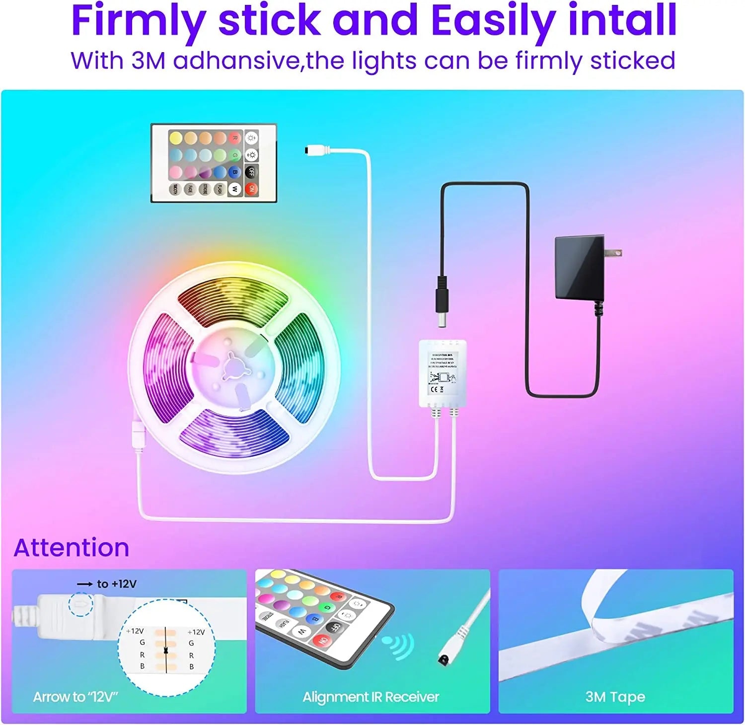 50 FT LED Strip Lights,Bluetooth LED Lights for Bedroom, Color Changing Light Strip with Music Sync, Phone Controller and IR Remote(App+Remote +Mic) - Mary’s TT Shop