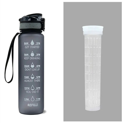 1L Triton Water Bottle With Time Marker Bounce Cover Motivational Water Bottle Cycling Leakproof Cup For Sports Fitness Bottles - Mary’s TT Shop