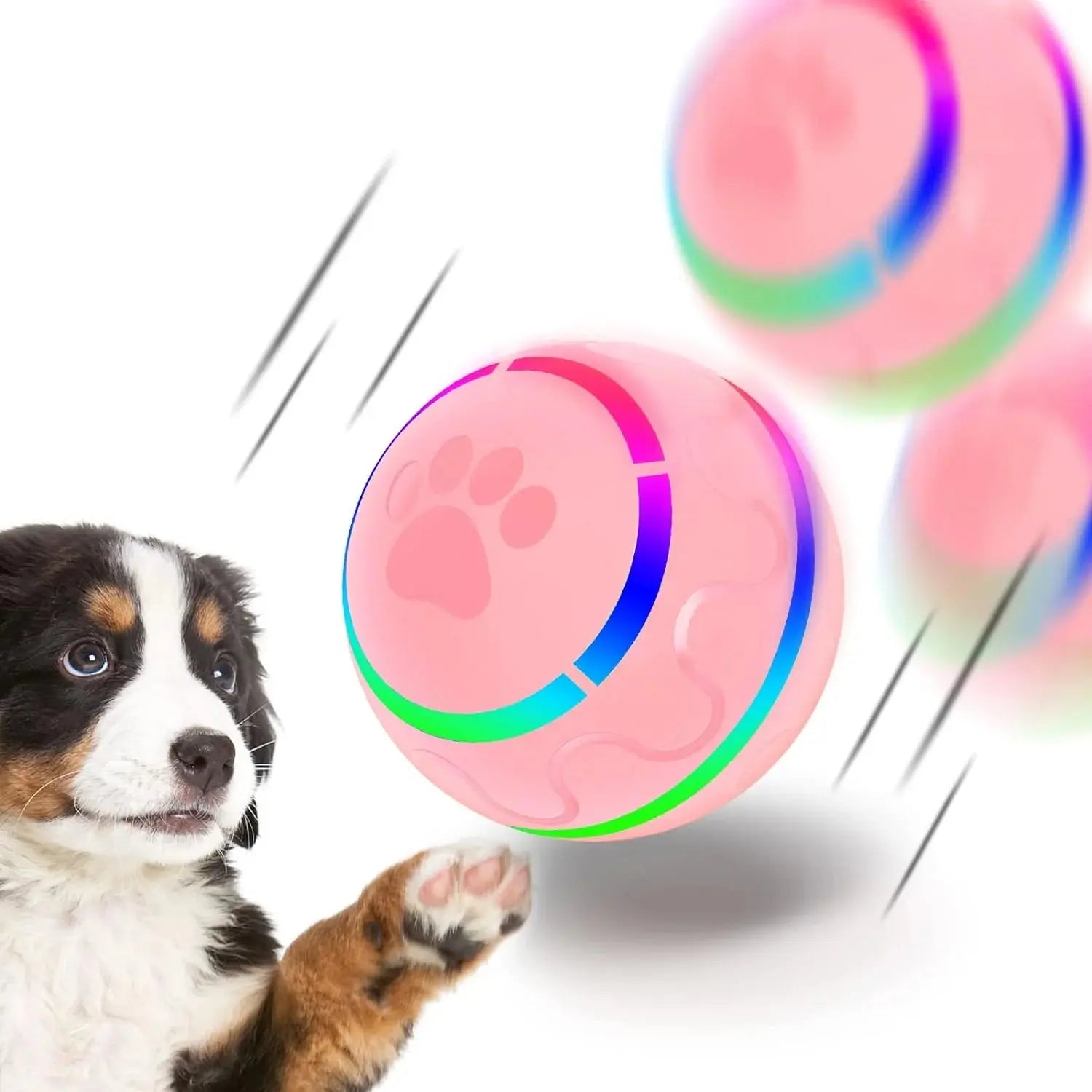 Peppy Pet Ball for Dogs, Interactive Dog Toy Durable Automatic Rolling Ball with Led Flash Lights for Small Medium Dogs Breed, Wicked Ball with Motion Activat Bpa-Free USB Rechargeable - Mary’s TT Shop