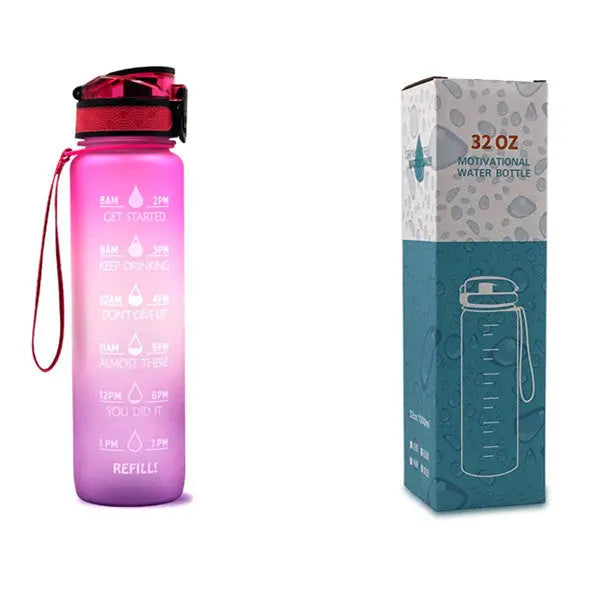 1L Triton Water Bottle With Time Marker Bounce Cover Motivational Water Bottle Cycling Leakproof Cup For Sports Fitness Bottles - Mary’s TT Shop