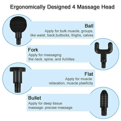 Percussion Massager with 4 Interchangeable Heads for Deep Tissue Muscle Relief - Mary’s TT Shop