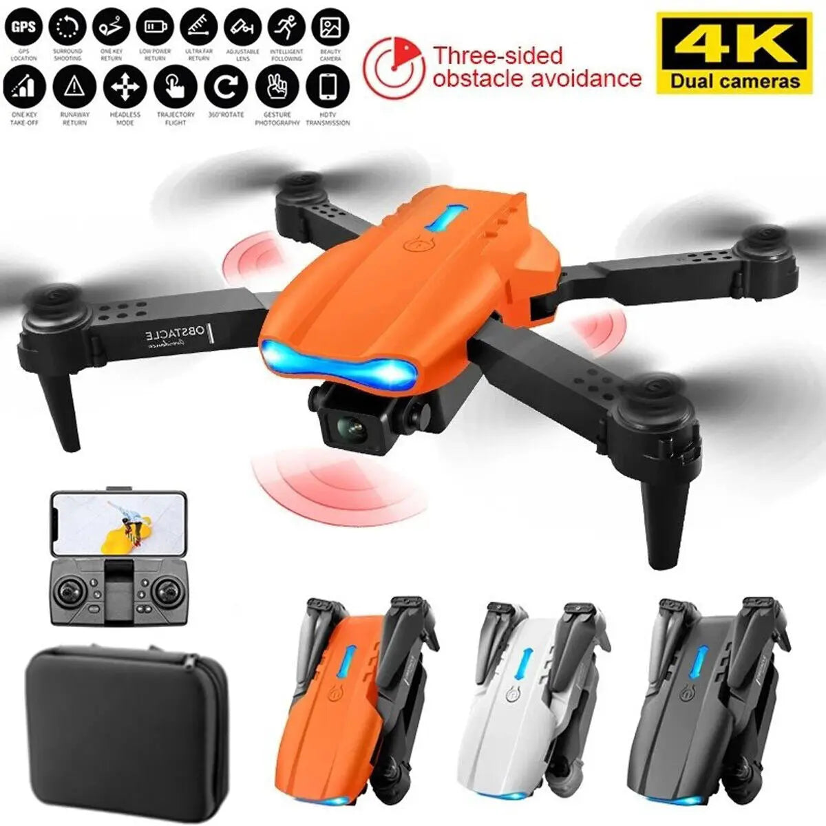 Drones Quadcopter 5G 4K GPS Drone X Pro with HD Dual Camera Wifi FPV Foldable RC - Mary’s TT Shop