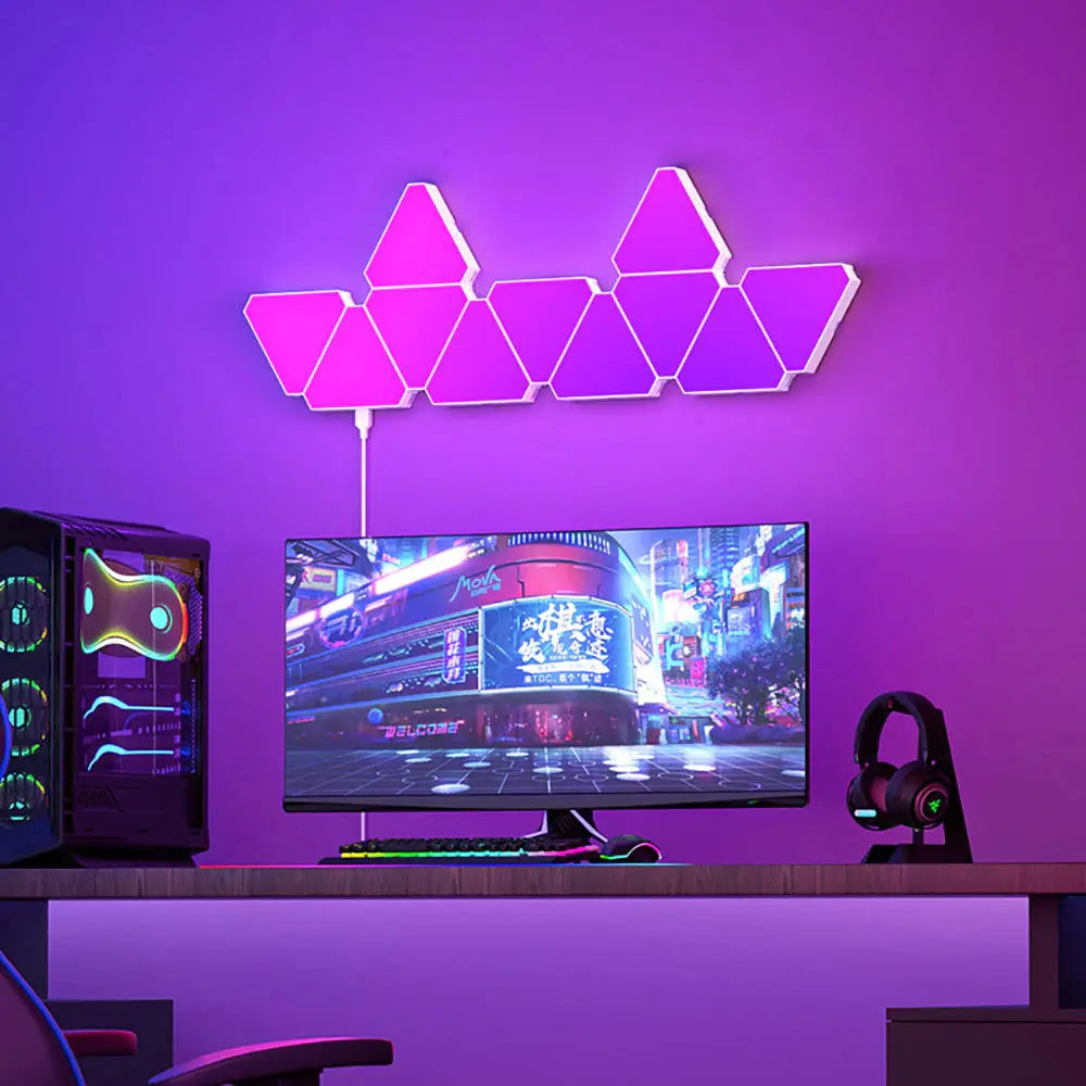 LED Triangular Quantum Lamp RGB Wall Lamp Smart Pickup Rhythm Background Light for Bedroom Bedside Night Light Office Decoration - Mary’s TT Shop