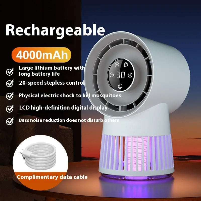 Electric Mosquito Killer Night Lamp Creative 2-in-1 Mosquito Killing Mini Desk Fan Electric Mosquito Killer USB Rechargeable Fan Night Lamp Home And Outdoor Supplies - Mary’s TT Shop