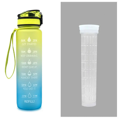 1L Triton Water Bottle With Time Marker Bounce Cover Motivational Water Bottle Cycling Leakproof Cup For Sports Fitness Bottles - Mary’s TT Shop