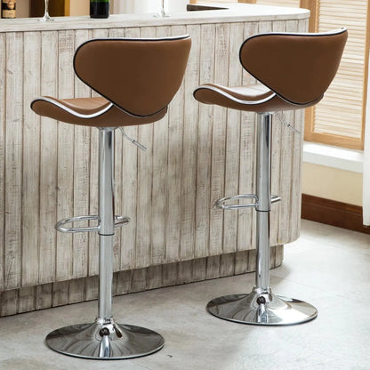 Roundhill Masaccio Cushioned Leatherette Upholstery Airlift Adjustable Swivel Barstool with Chrome Base, Set of 2, Multiple Colors Available - Mary’s TT Shop