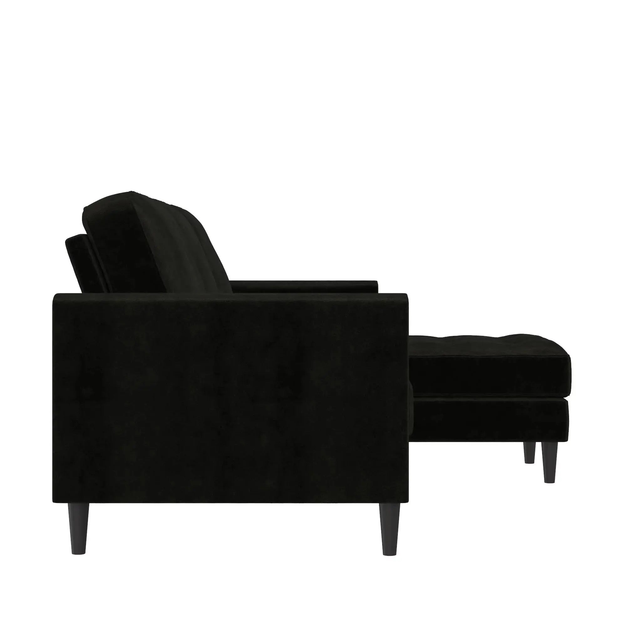 Cosmoliving Strummer Reversible Sectional Sofa Couch, Black Velvet - Mary’s TT Shop