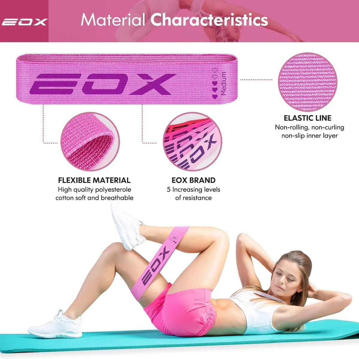 Exercise Resistance Fabric Loop Bands, Non-Slip Resistance Workout Bands for Legs &amp; Butt and Glutes, 5 Resistance Levels Hip Training Bands - Mary’s TT Shop