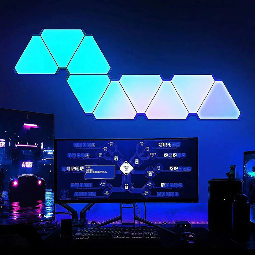 LED Triangular Quantum Lamp RGB Wall Lamp Smart Pickup Rhythm Background Light for Bedroom Bedside Night Light Office Decoration - Mary’s TT Shop