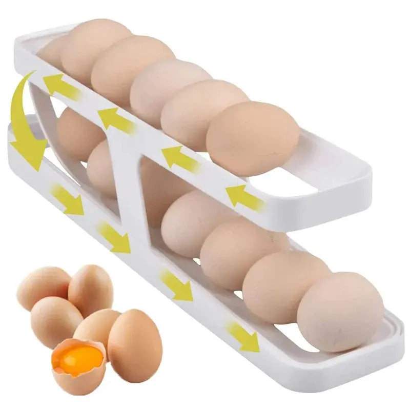 Automatic Scrolling Egg Rack Egg Storage Box Container Organizer Fridge Eggs Dispenser Refrigerator Egg Holder Kitchen Accessory - Mary’s TT Shop