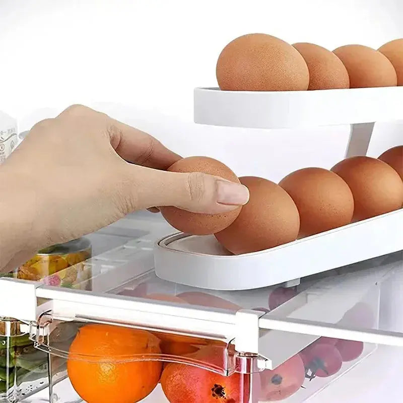 Automatic Scrolling Egg Rack Egg Storage Box Container Organizer Fridge Eggs Dispenser Refrigerator Egg Holder Kitchen Accessory - Mary’s TT Shop