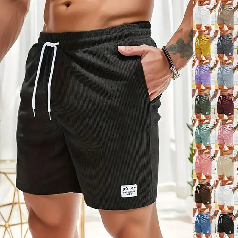 Lace-up Drawstring Shorts Summer Corduroy Sports Short Pants Mens Clothing My Store