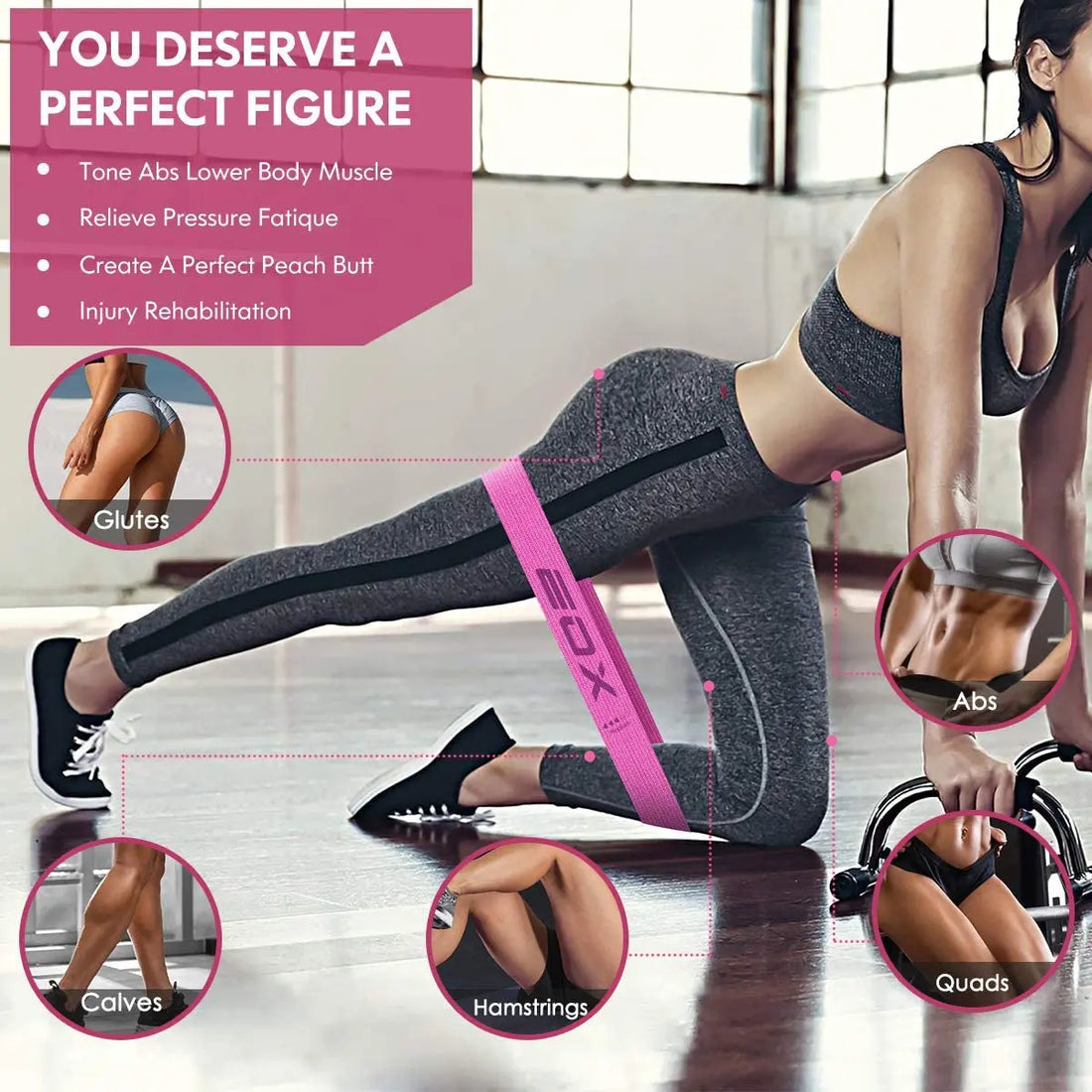 Exercise Resistance Fabric Loop Bands, Non-Slip Resistance Workout Bands for Legs &amp; Butt and Glutes, 5 Resistance Levels Hip Training Bands - Mary’s TT Shop