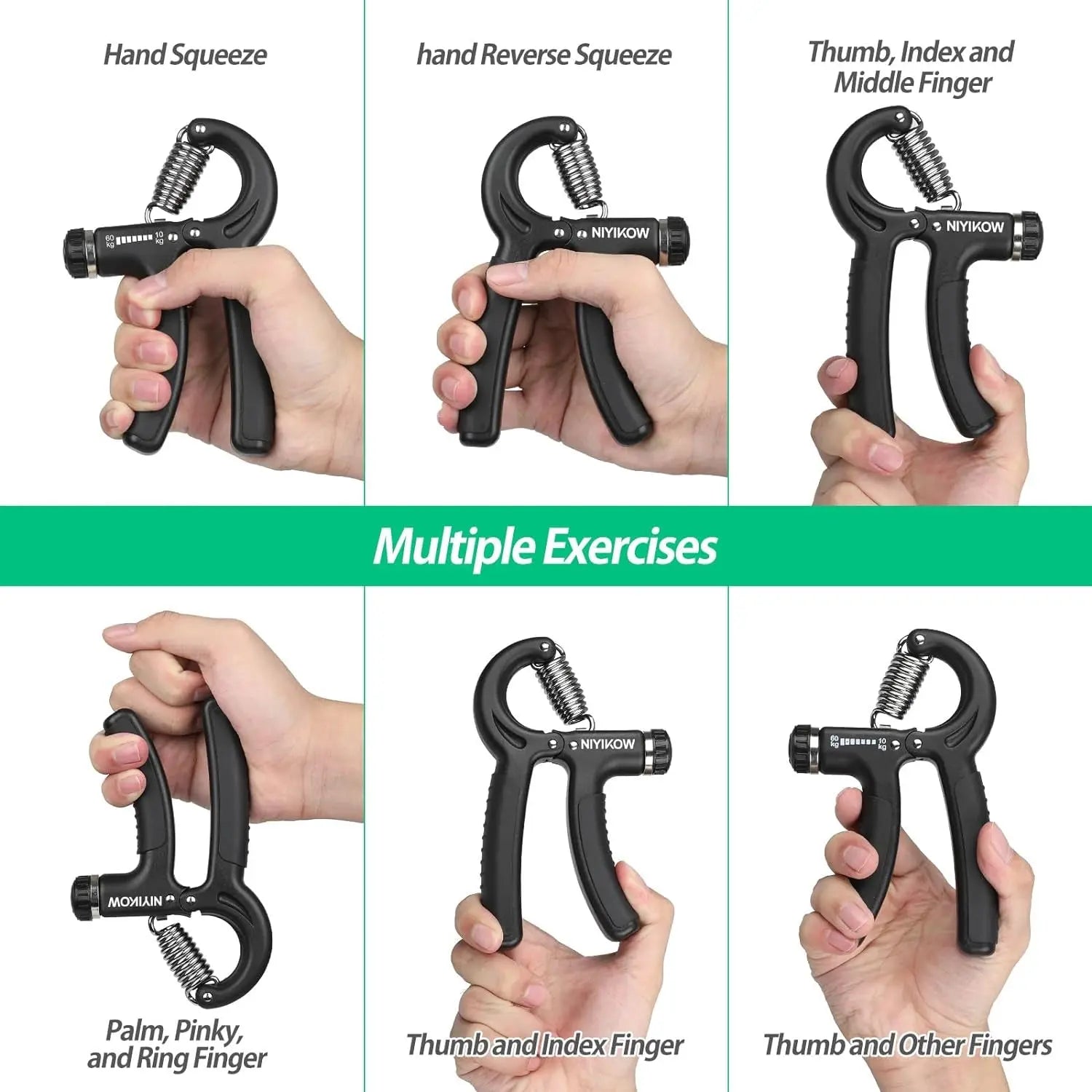 Grip Strength Trainer, Hand Grip Strengthener, Adjustable Resistance 22-132Lbs (10-60Kg), Forearm Strengthener, Perfect for Musicians Athletes and Hand Injury Recovery - Mary’s TT Shop