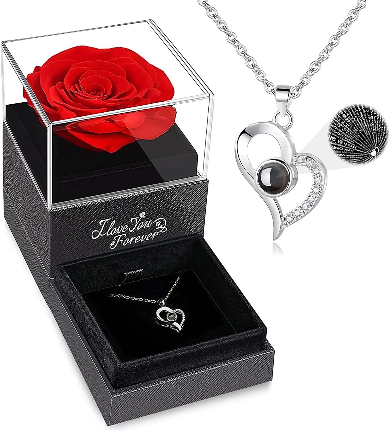 Mothers Day Gifts, Preserved Real Rose with I Love You Necklace, Forever Flowers Rose Gifts for Women, Mom, Wife and Girlfriend, Anniversary Birthday Gifts for Women - Mary’s TT Shop