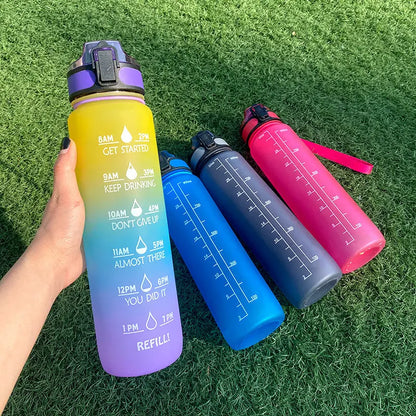 1L Triton Water Bottle With Time Marker Bounce Cover Motivational Water Bottle Cycling Leakproof Cup For Sports Fitness Bottles - Mary’s TT Shop