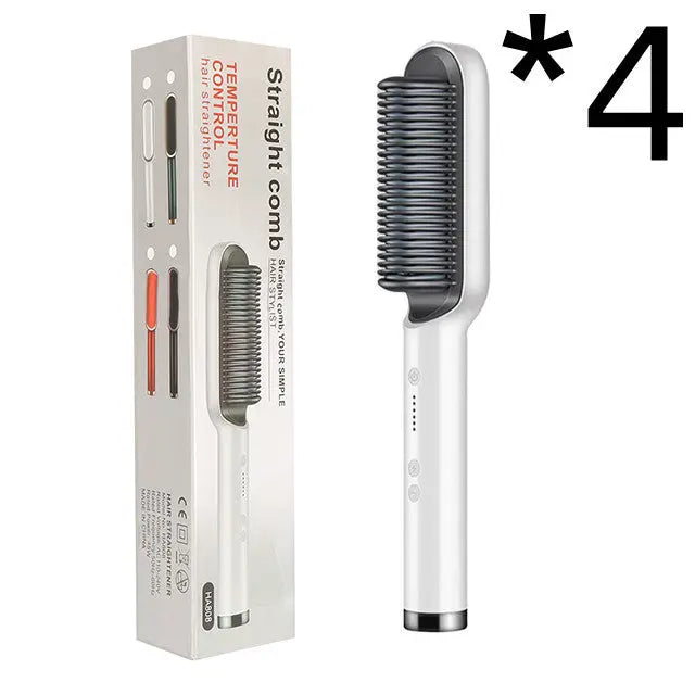 New 2 In 1 Hair Straightener Hot Comb Negative Ion Curling Tong Dual-purpose Electric Hair Brush - Mary’s TT Shop