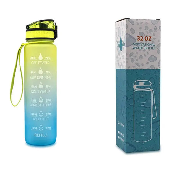 1L Triton Water Bottle With Time Marker Bounce Cover Motivational Water Bottle Cycling Leakproof Cup For Sports Fitness Bottles - Mary’s TT Shop