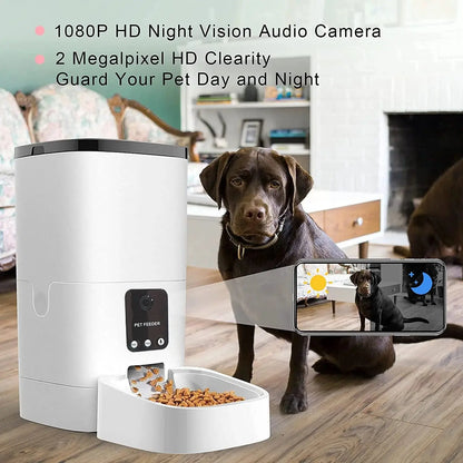 Pet Feeder,6L Automatic Pet Feeder for Cats and Dogs,1080P Camera,App Control,Voice Recorder,Timed Feeder for Schedule Feeding, Dual Power Supply,Wifi Pet Food Dispenser with App Control - Mary’s TT Shop