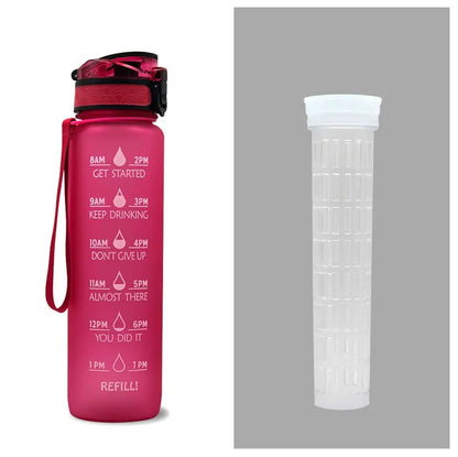 1L Triton Water Bottle With Time Marker Bounce Cover Motivational Water Bottle Cycling Leakproof Cup For Sports Fitness Bottles - Mary’s TT Shop