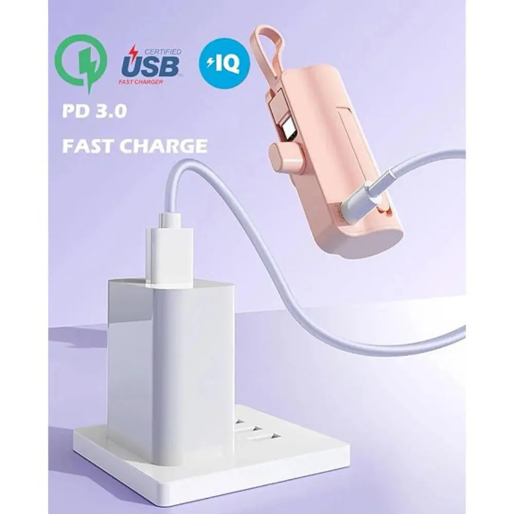 Mini Power Bank,Capsule Power Phone Charger 5500Mah,Portable Charger with Dual USB-C Ports for Iphone 15/15 Plus/15 Pro/15 Pro Max/Android Phone/Samsung/Moto/Lg Etc (Pink) - Mary’s TT Shop