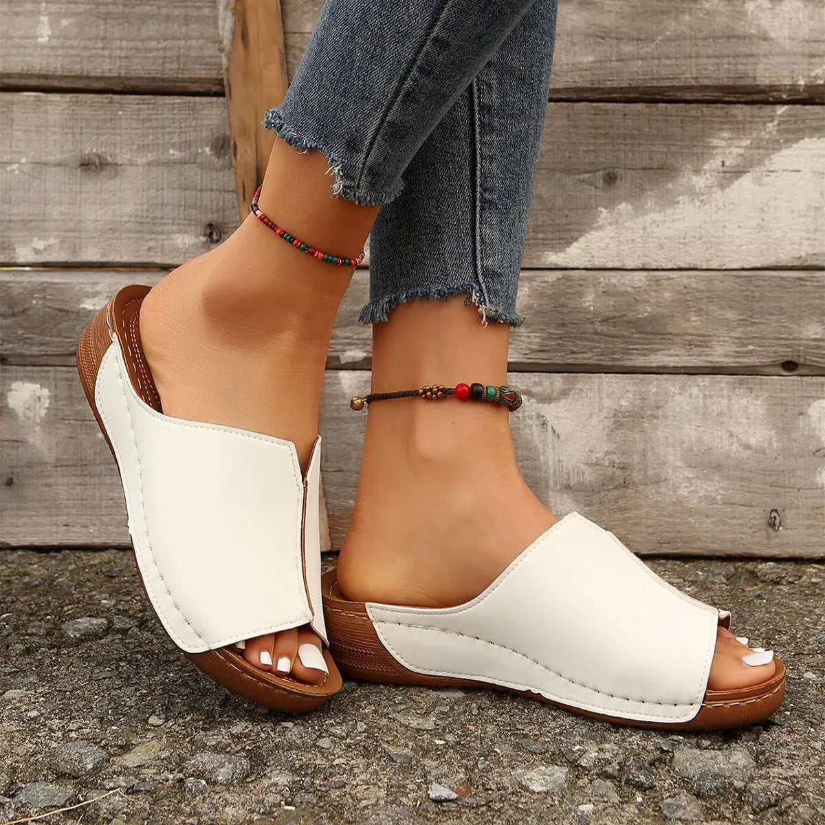 Fashion Solid Wedges Women Sandals Summer Casual Peep-toe Slippers Outdoor Thick Sole Heightening Slides Shoes Women - Mary’s TT Shop