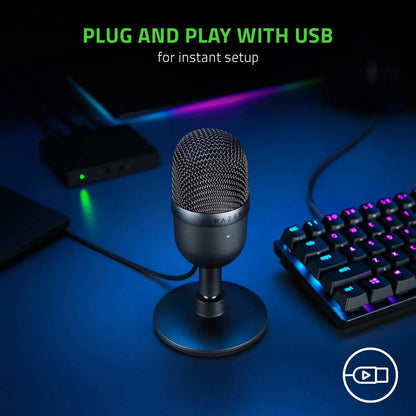 Seiren Mini USB Condenser Microphone: for Streaming and Gaming on PC - Professional Recording Quality - Precise Supercardioid Pickup Pattern - Tilting Stand - Shock Resistant - Classic Black - Mary’s TT Shop